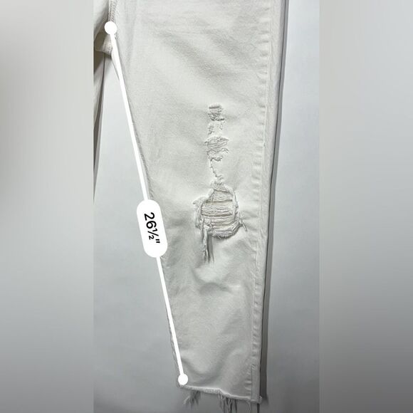 Levi’s Premium Wedgie Straight Fit Destructed Jeans in Cloud Bank White 28 - Picture 12 of 16